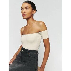 Reformation Holly Off The Shoulder Sweater Size Medium NWT Cream White